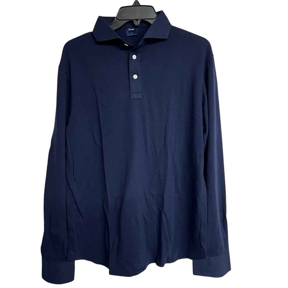New Mens Brisk Midnight Blue‎ Feather Soft Pique Full Sleeve Polo Shirt